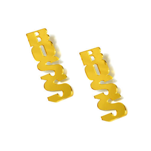 Wholesale personalized chunky acrylic jewellery manufacturers custom gold nameplate stud earrings suppliers